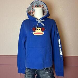Paul Frank Y2K Julius Monkey Hoodie Snowflake Earmuff Graphic Blue Kidcore Rare